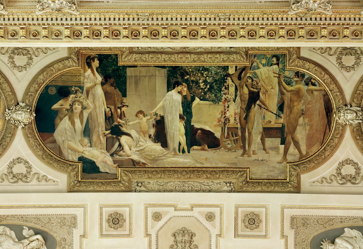 Wienin Burgtheater (Hoviteatteri), kattofresko, yksityiskohta. tekijältä Gustav Klimt