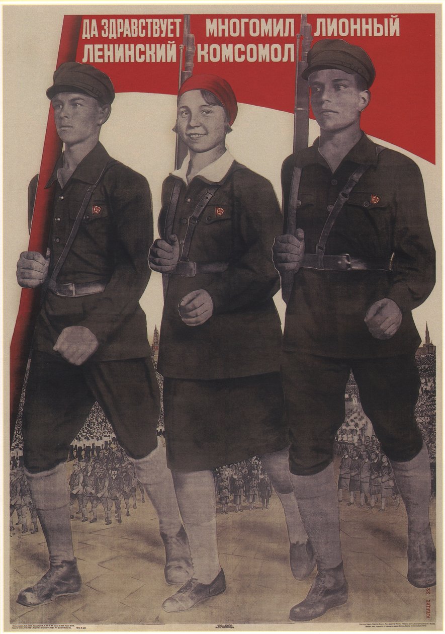 Eläköön monimiljoonainen leninistinen komsomoli, 1932 tekijältä Gustav Klutsis
