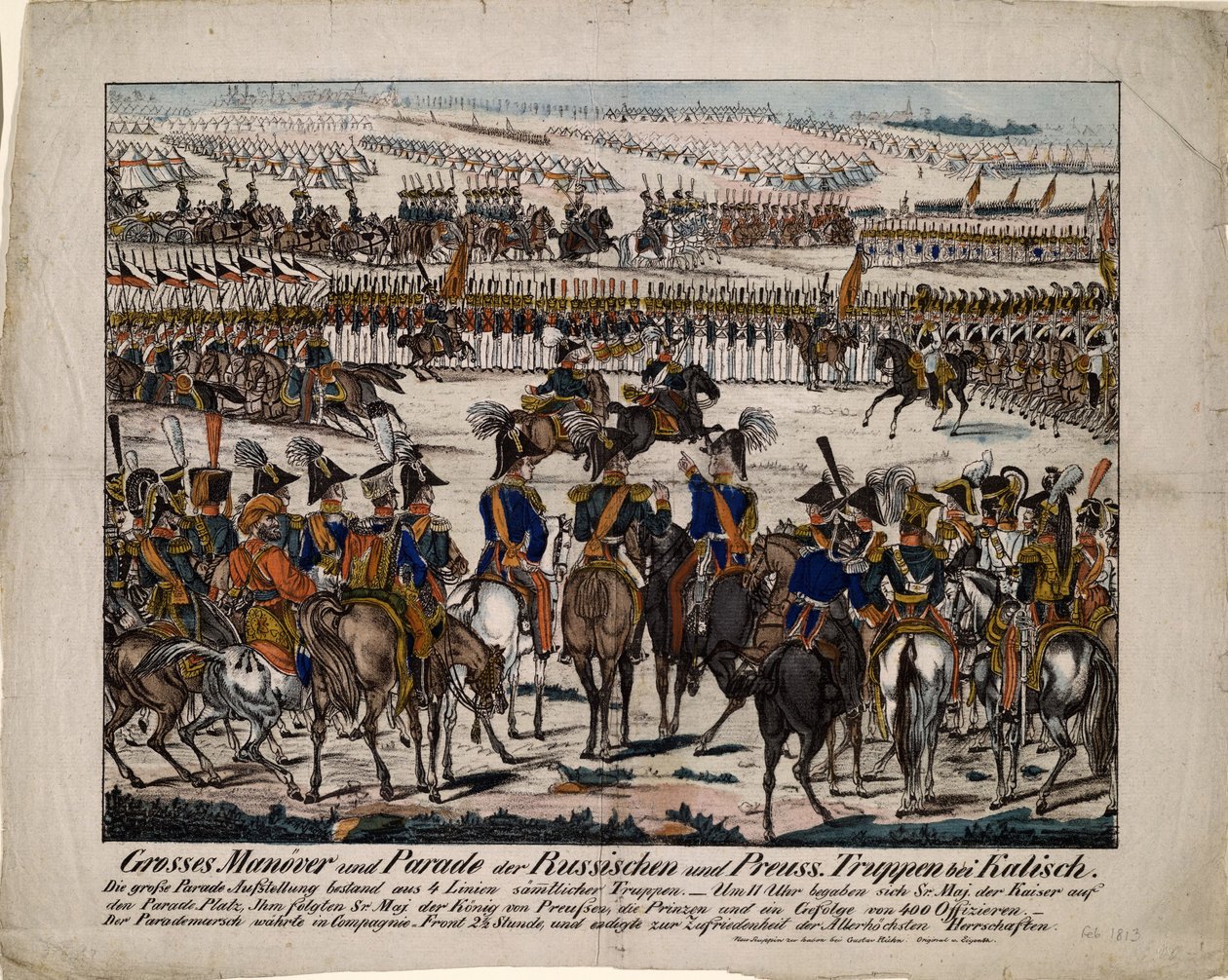 Venäläis-preussilainen paraati Kaliszissa 1835, n. 1850 tekijältä Gustav Kühn