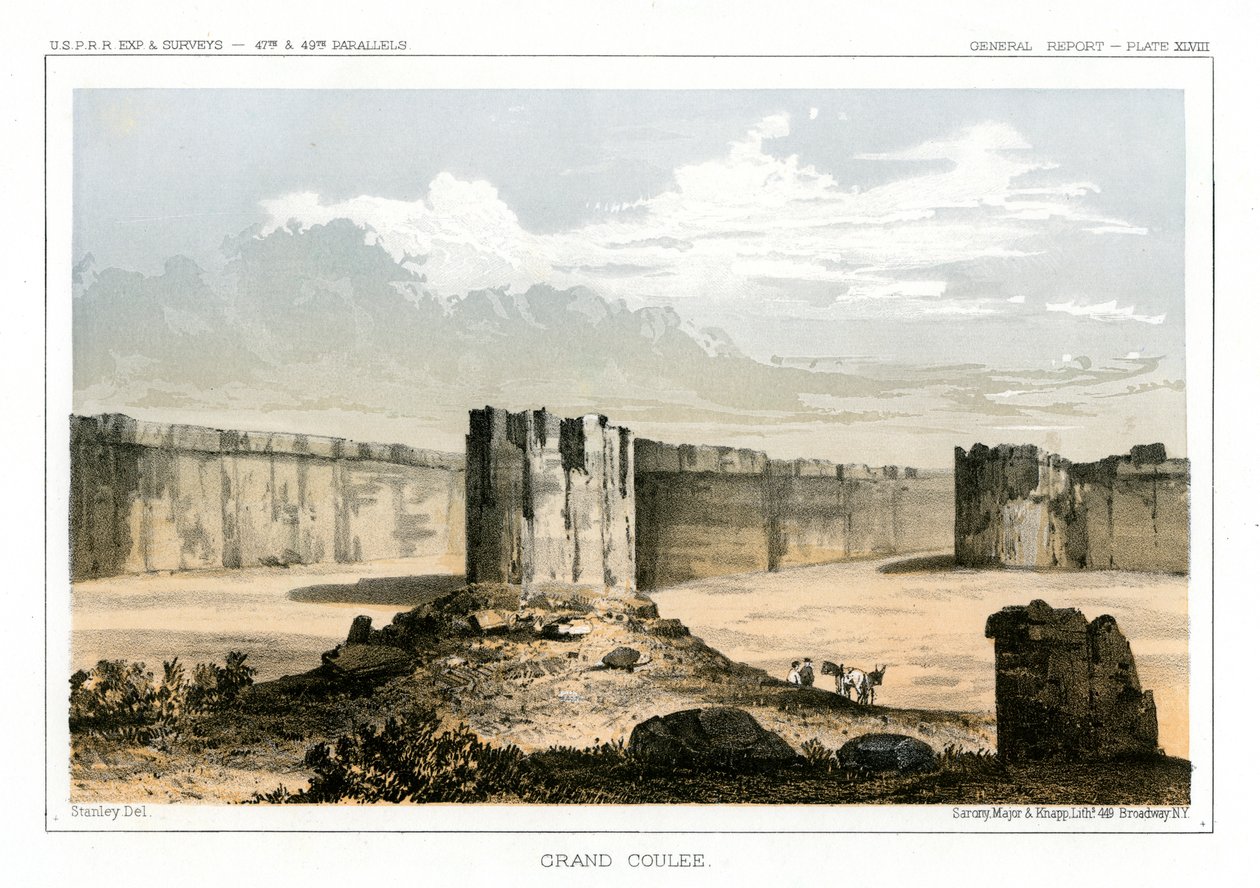 Grand Coulee, Washington, Yhdysvallat, 1856 tekijältä Gustav Sohon