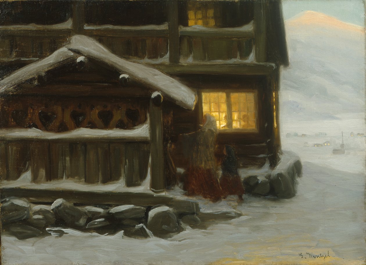 Jouluvieraat (öljy kankaalle) tekijältä Gustav Wentzel