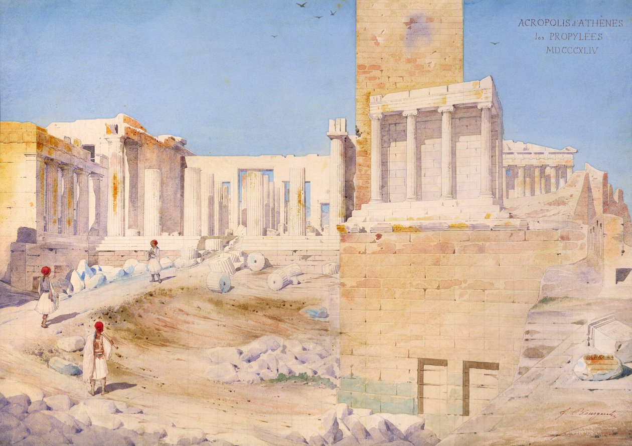 Akropolis Ateenassa, 1844 tekijältä Gustave Bougerel