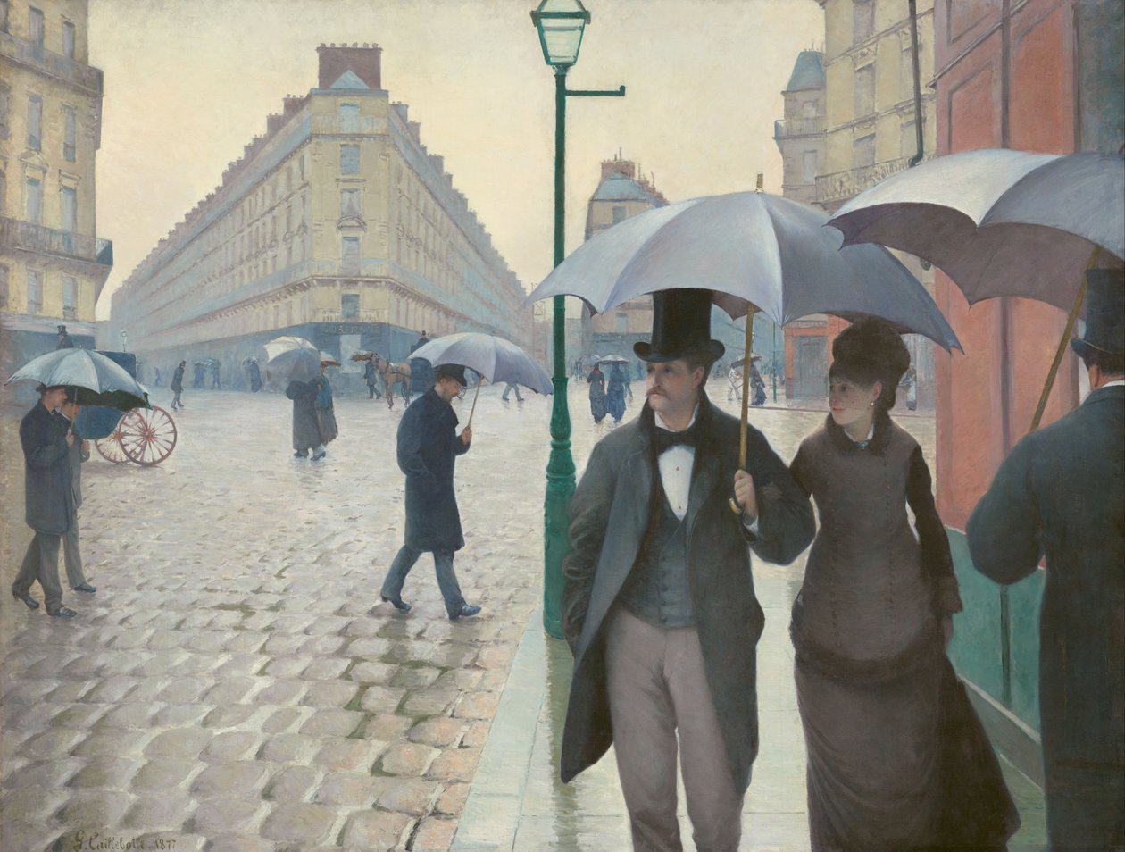 Pariisin katu; Sateinen päivä tekijältä Gustave Caillebotte