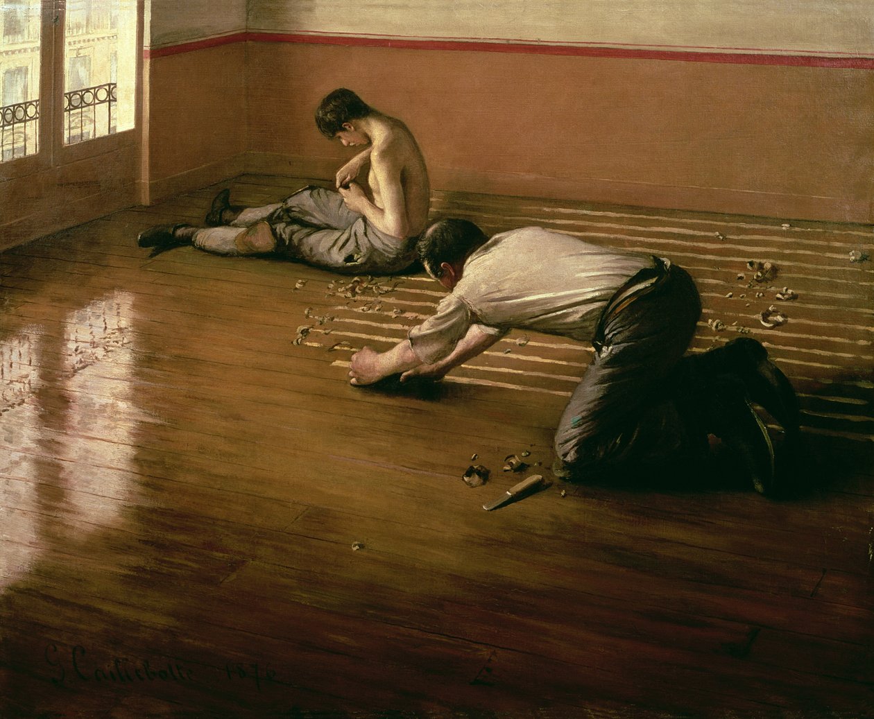 Parkettihöylät, 1876 (pieni versio) tekijältä Gustave Caillebotte