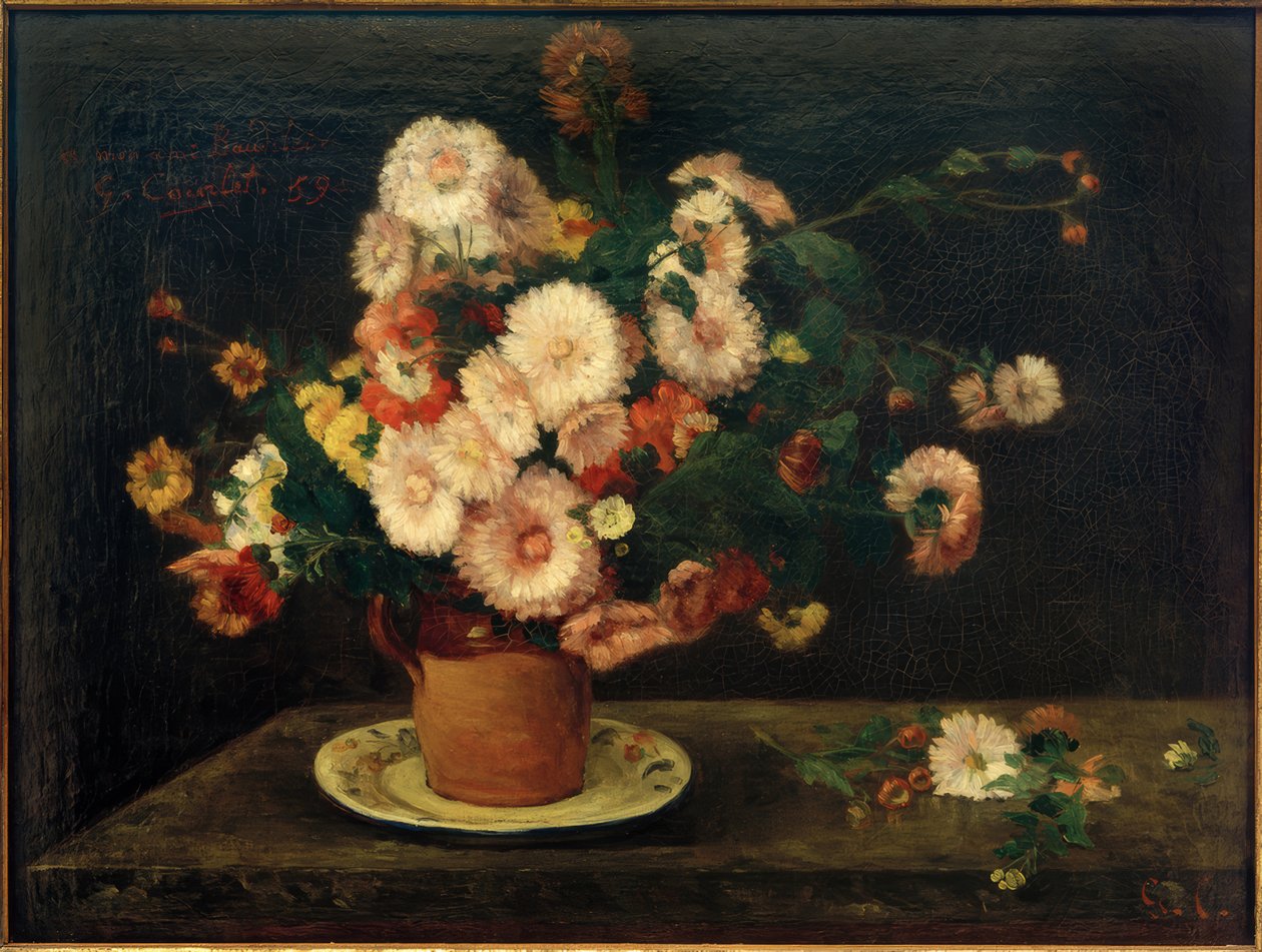 Kukkakimppu dasters tekijältä Gustave Courbet
