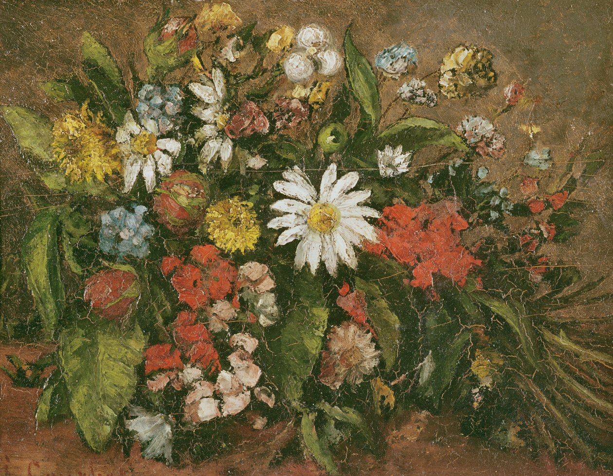 Kukat, 1871 (öljy puulle) tekijältä Gustave Courbet