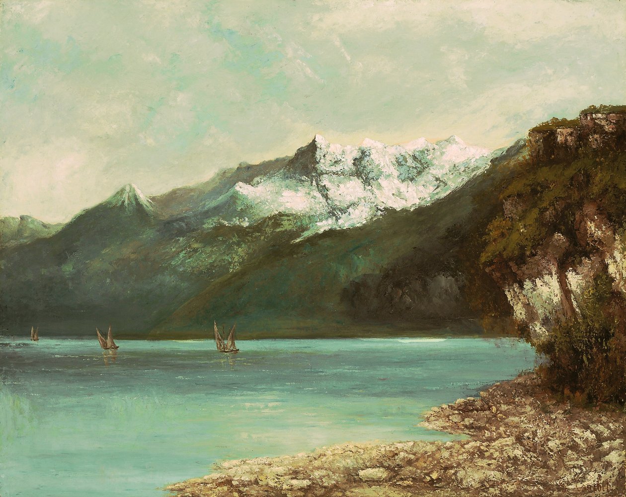 Genevenjärvi ja Dents du Midi, 1877 tekijältä Gustave Courbet