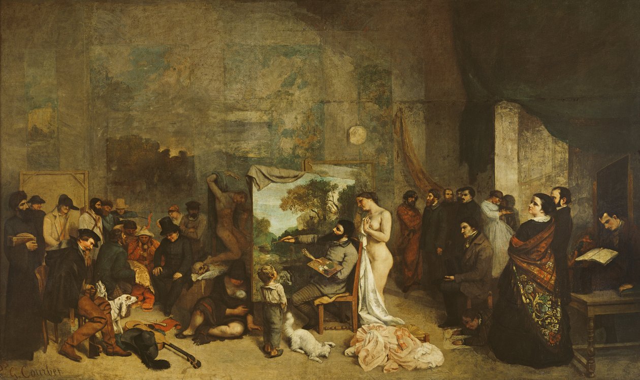 Taidemaalarin studio, todellinen allegoria, 1855 tekijältä Gustave Courbet