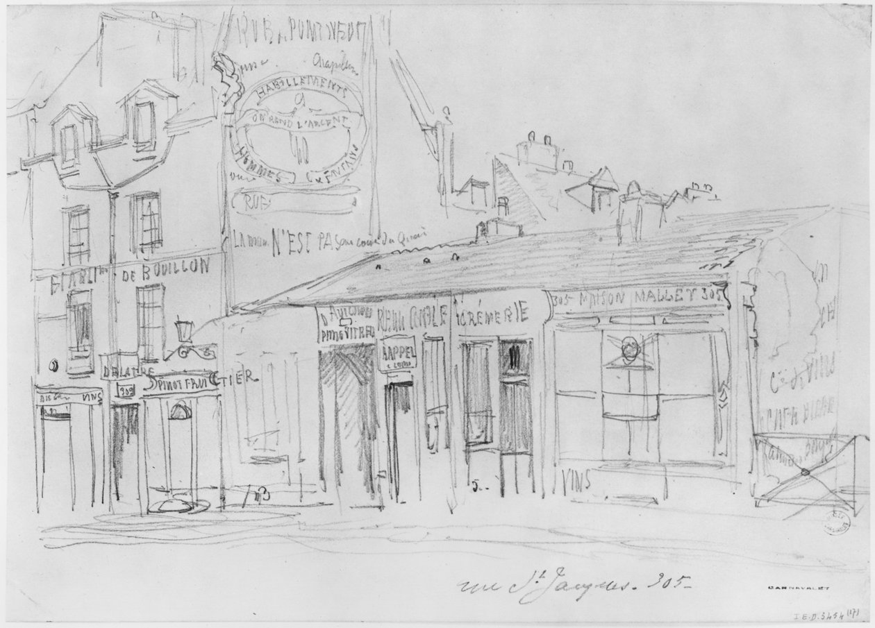 Pariisin piirityksen albumi, Rue Saint-Jacques (kynä ja ruskea mustepesu ja kynä paperille) tekijältä Gustave Dore