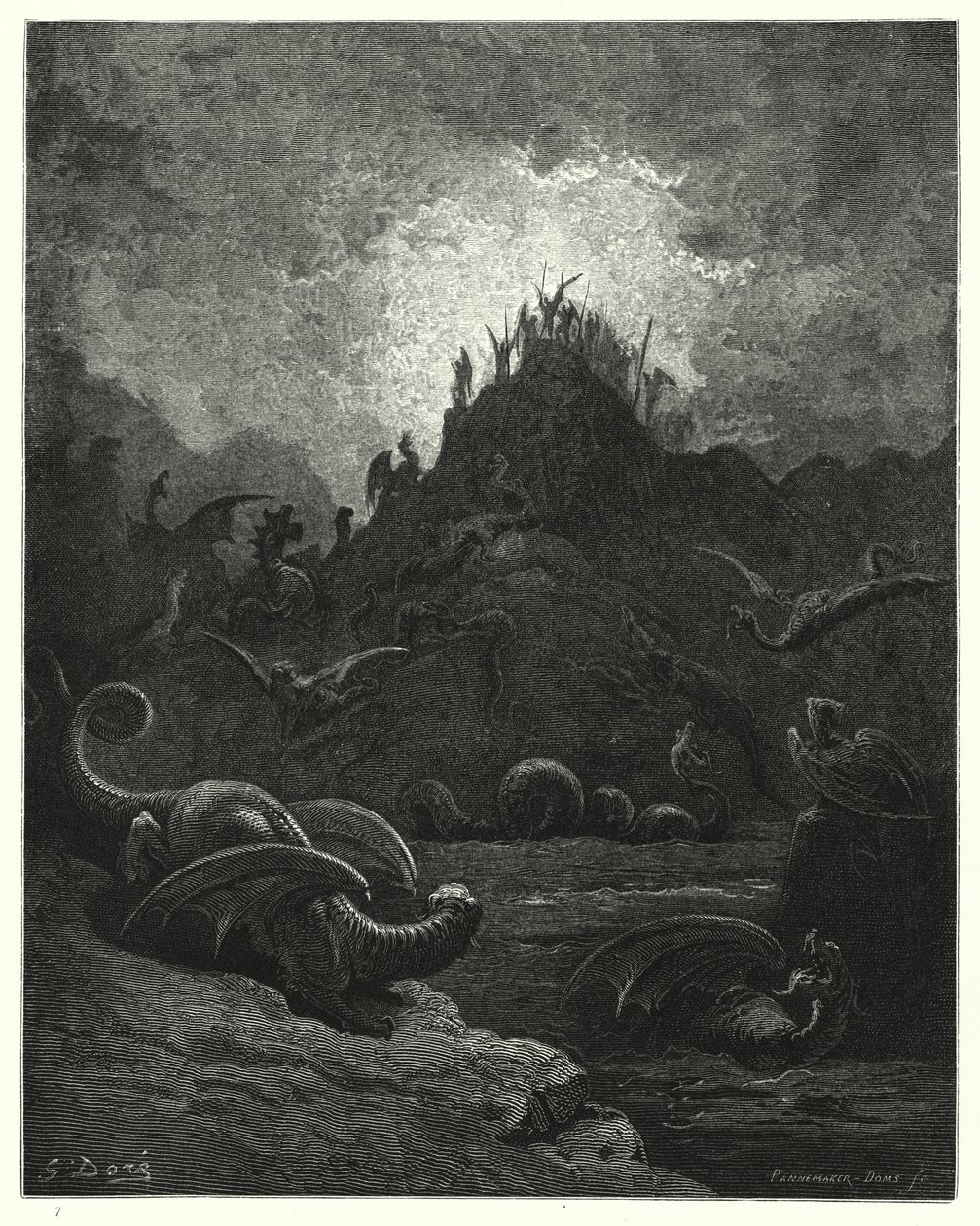 Gustave Doren kuvitus teokseen Miltons Paradise Lost, Book II, rivi 628 tekijältä Gustave Dore