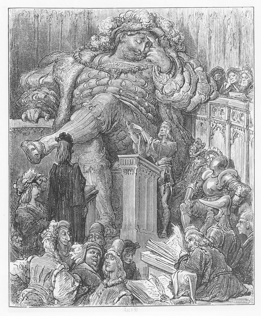 Kuvitus "Gargantua ja Pantagruel", kirjoittanut François Rabelais tekijältä Gustave Dore