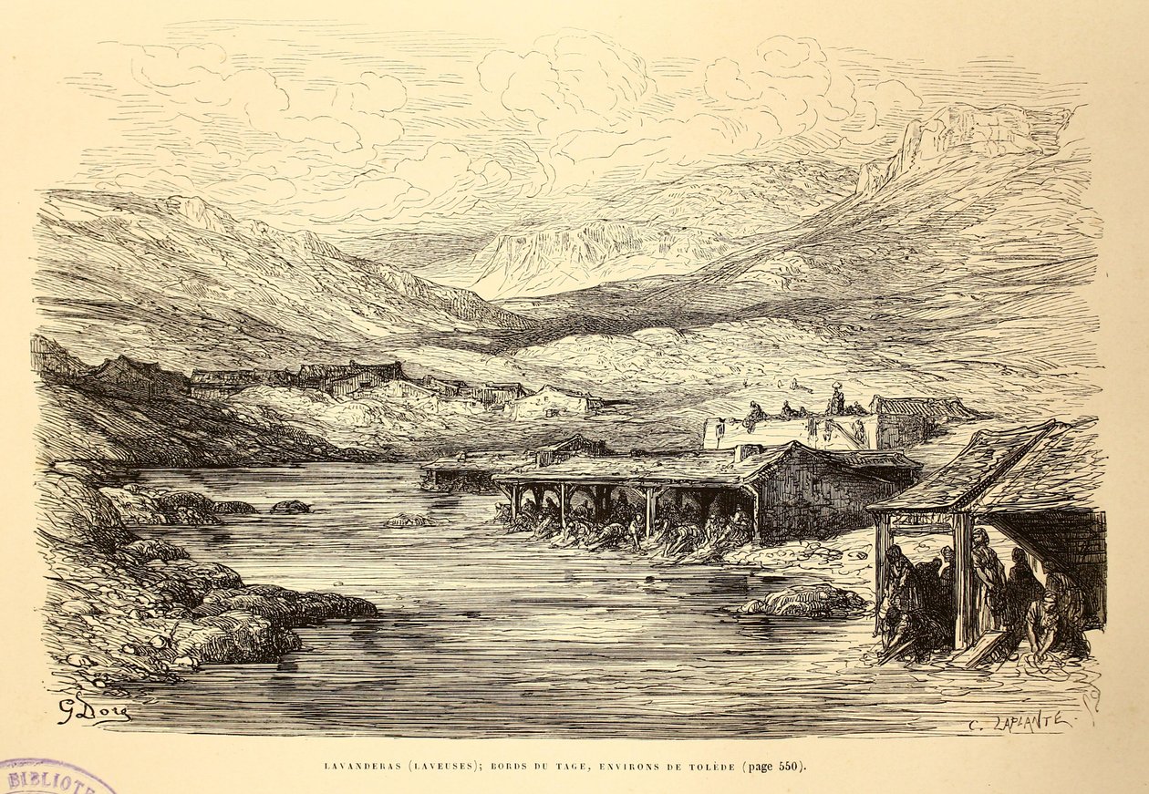 Laventelit (laveuses); bords du tage, Tolède -ympäristö tekijältä Gustave Dore