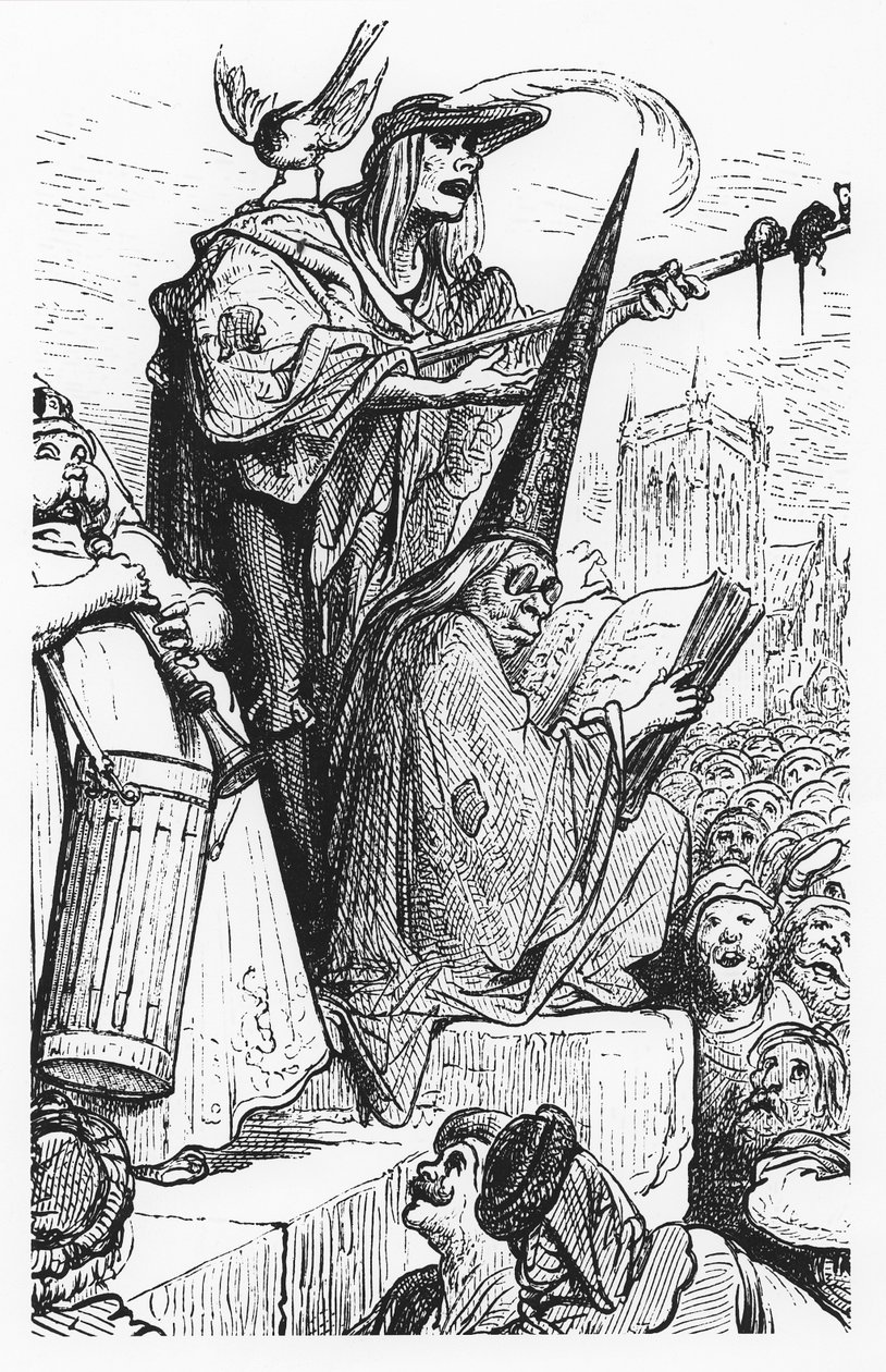 Kerjäläismuusikot, kuvitus "Gargantua ja Pantagruel", François Rabelais tekijältä Gustave Dore