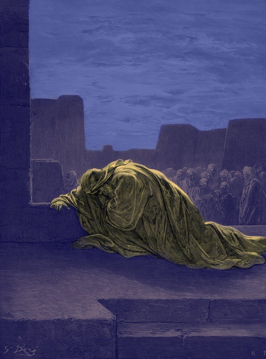 Profeetta Esra rukoilee, Gustave Doré. - Raamattu tekijältä Gustave Dore