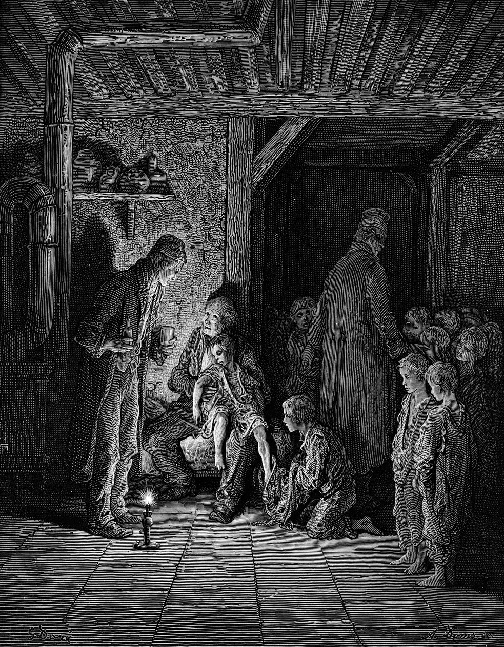 Victorian Lontoon kodittomat lapset tekijältä Gustave Dore
