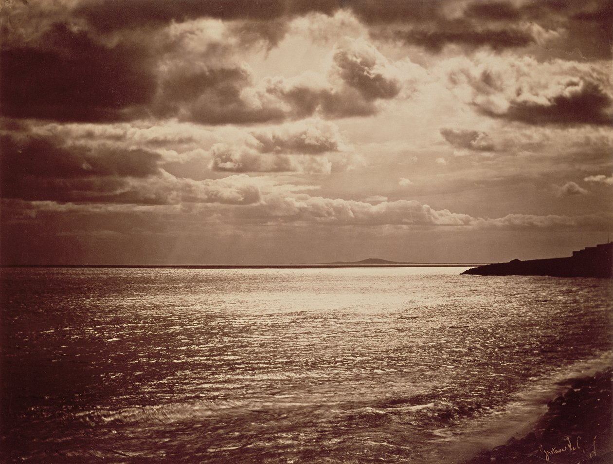 Auringon vaikutus, Normandia n.1857 (seepia valokuva) tekijältä Gustave Le Gray