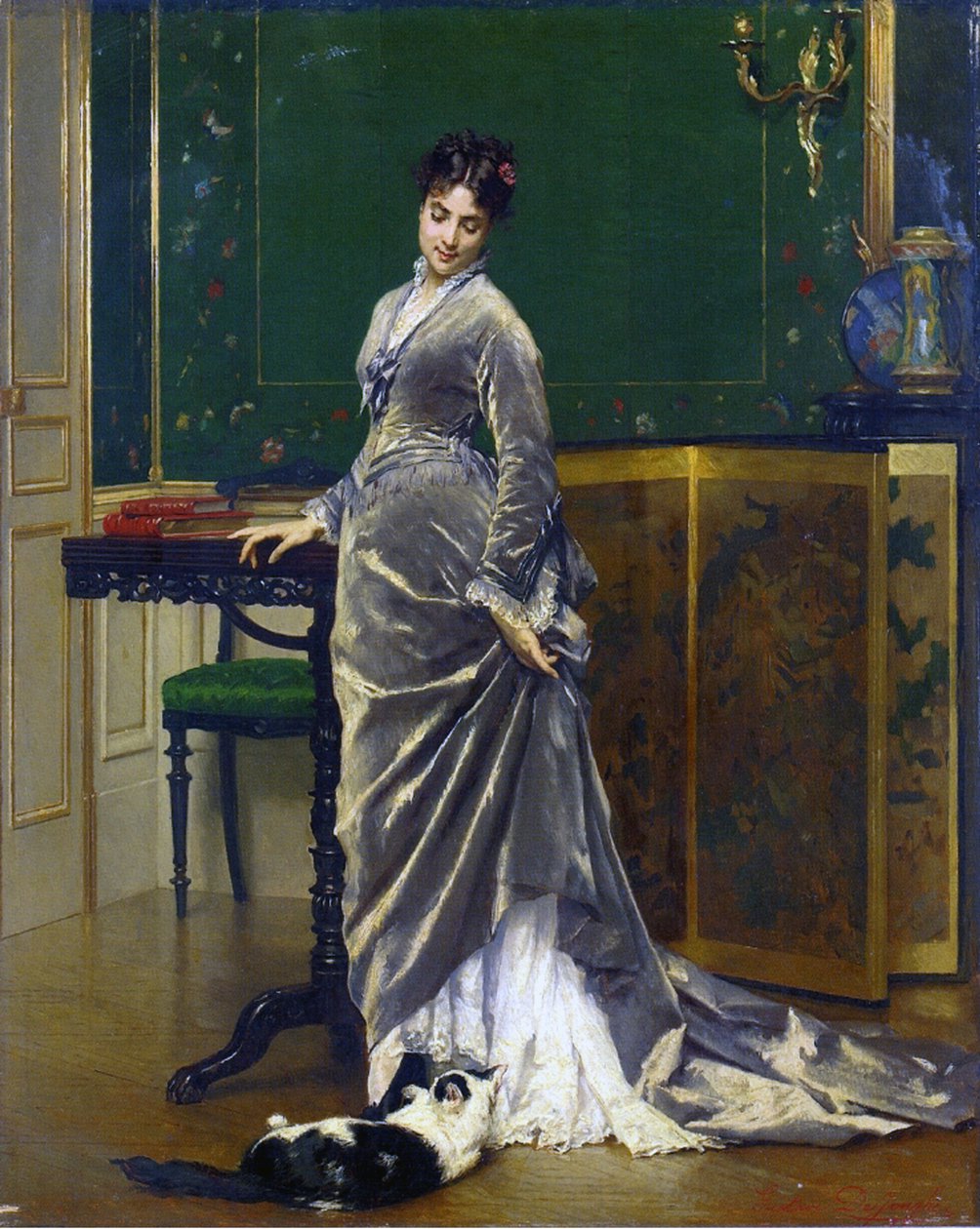 Leikkisä kissa tekijältä Gustave Léonard de Jonghe
