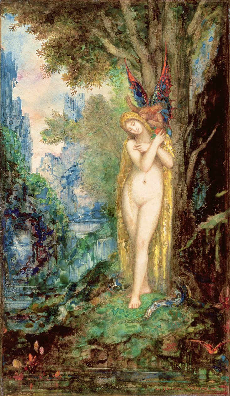Eve, n. 1880-n. 1885 (wc ja guassi paperilla) tekijältä Gustave Moreau