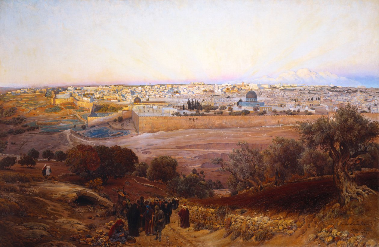 Jerusalem Öljymäeltä, 1902 tekijältä Gustave Bauernfeind