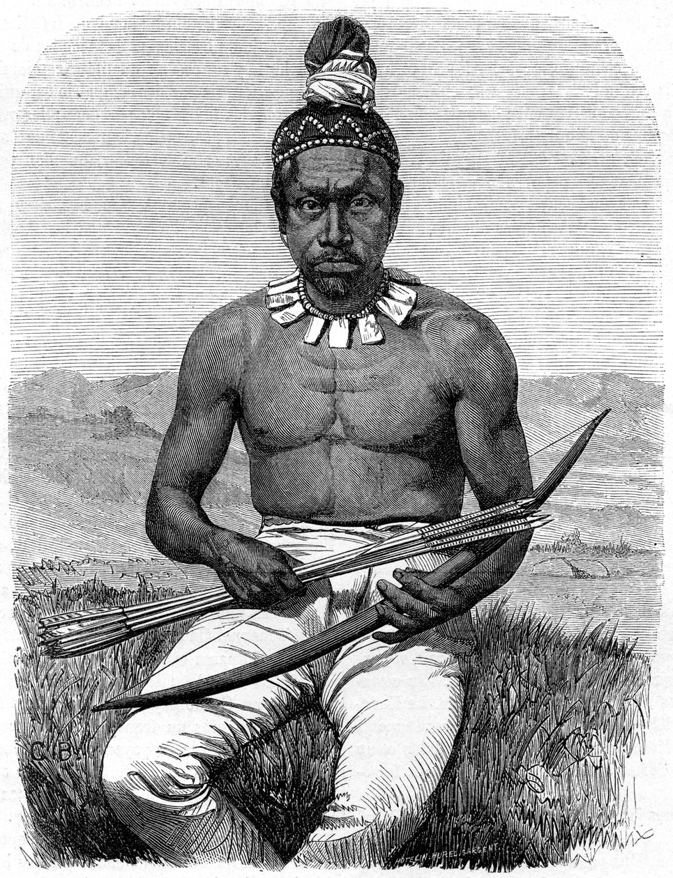 Amerikan intiaani, Kalifornia, 1800-luku. tekijältä Gustave Clarence Rodolphe Boulanger