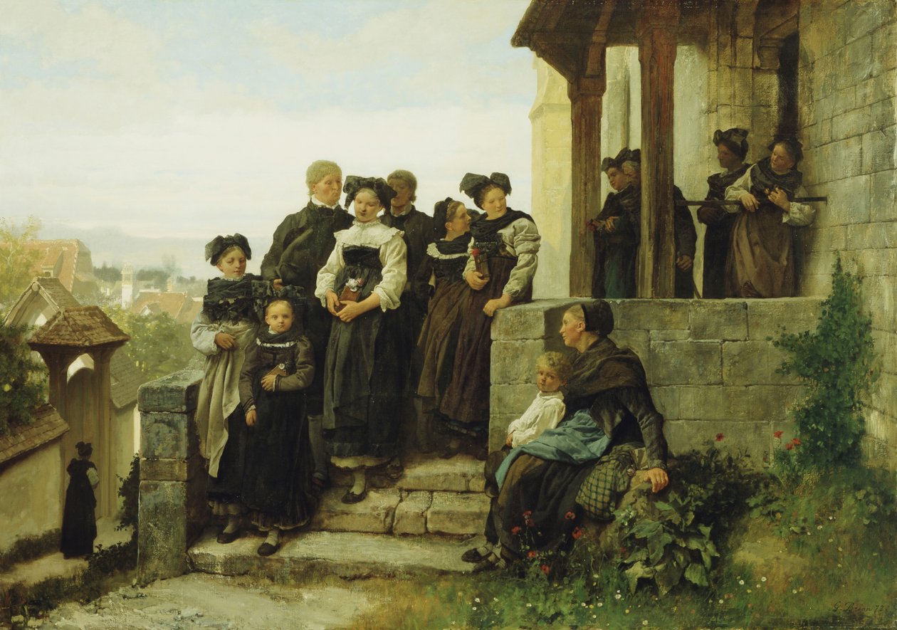 Protestanttisen kirkon jumalanpalveluksen jälkeen 1872 tekijältä Gustave Brion