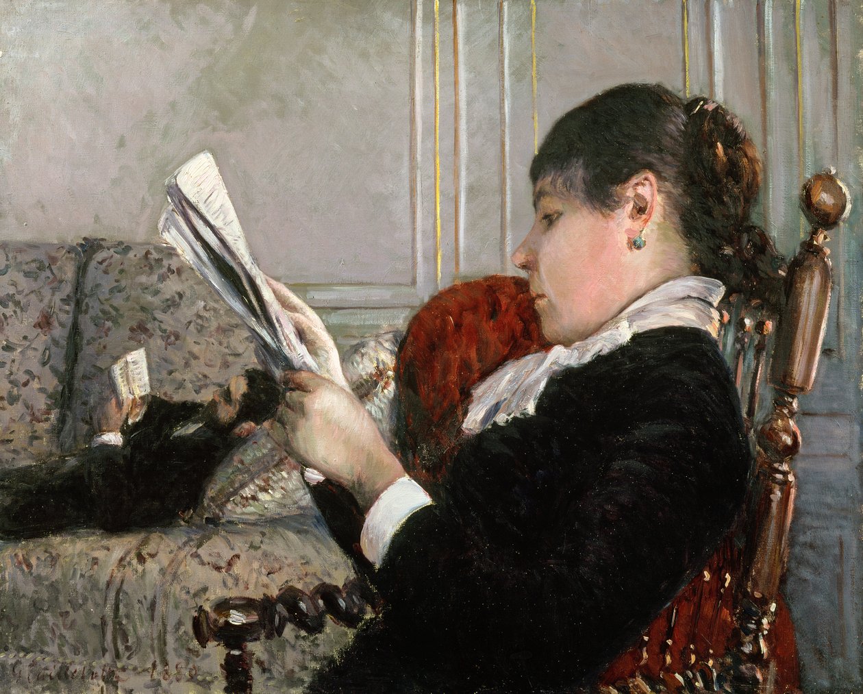 Sisustus, Woman Reading, 1880 tekijältä Gustave Caillebotte