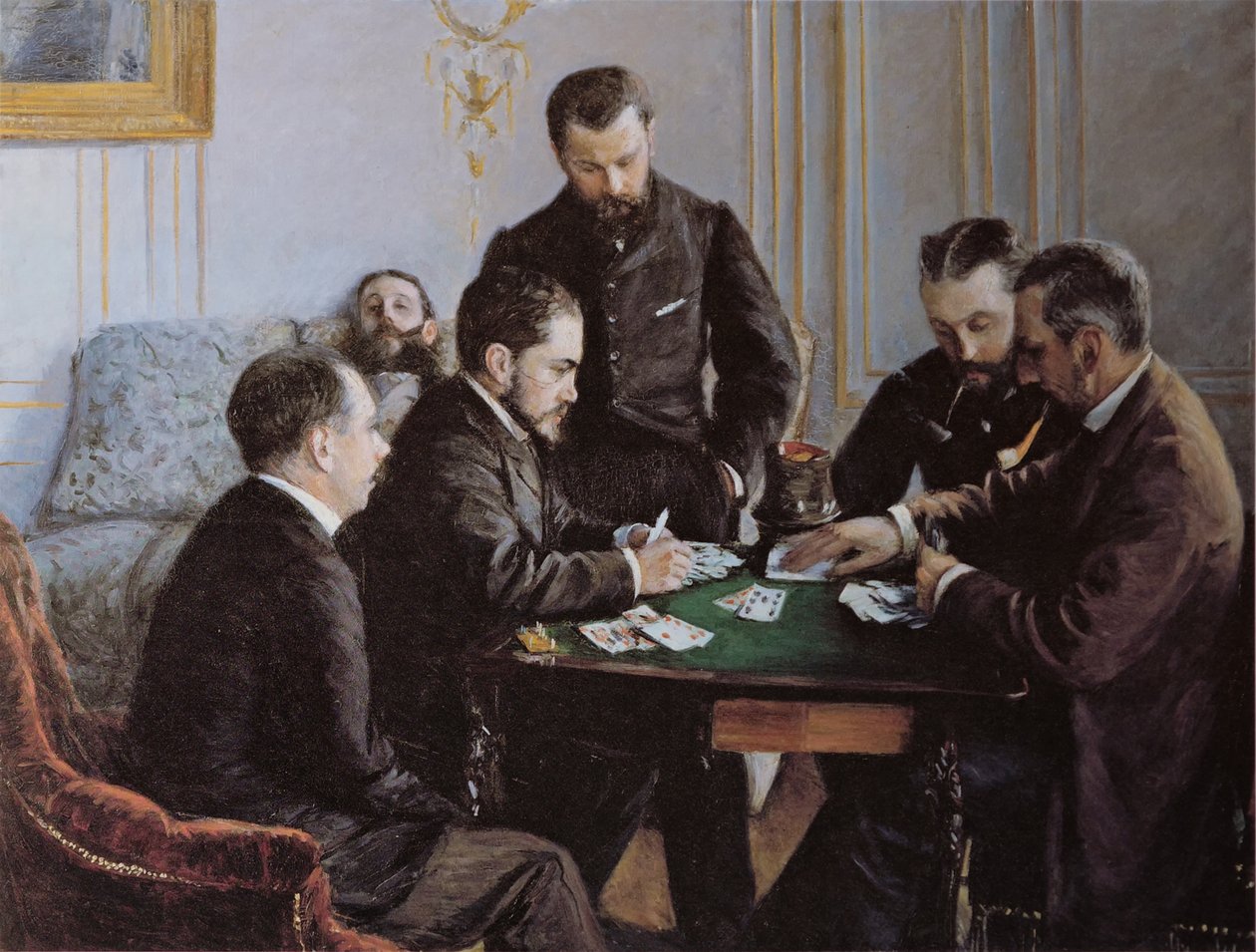 Besigue Party, noin 1881. tekijältä Gustave Caillebotte