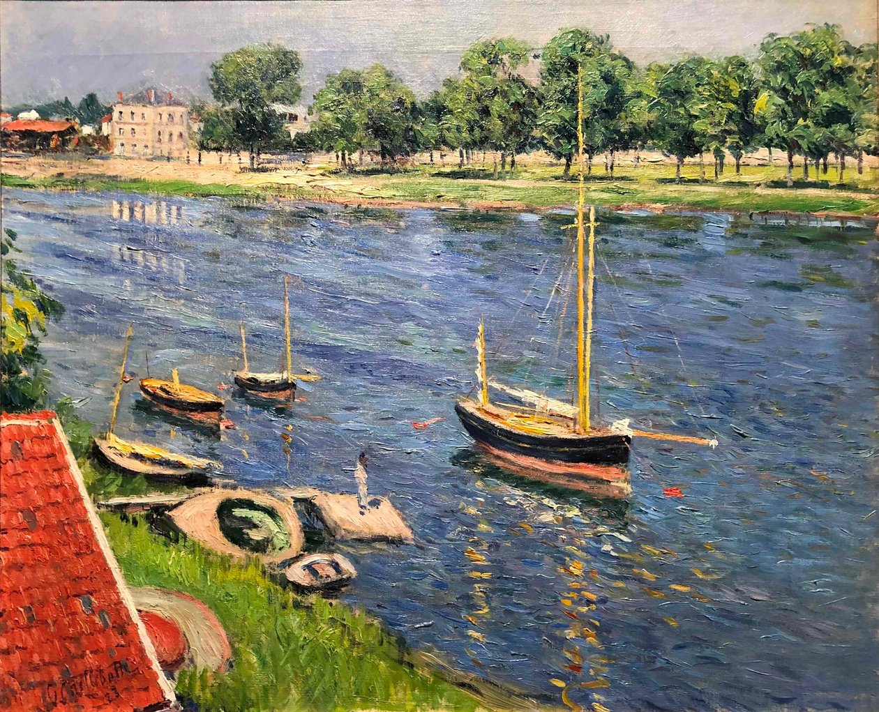 Seine Argenteuilissa, veneitä ankkurissa, 1883. tekijältä Gustave Caillebotte