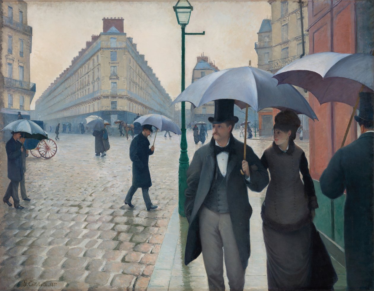 Paris Street, sadepäivä, 1877. tekijältä Gustave Caillebotte
