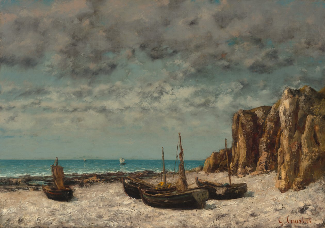 Veneitä rannalla, Etretat tekijältä Gustave Courbet