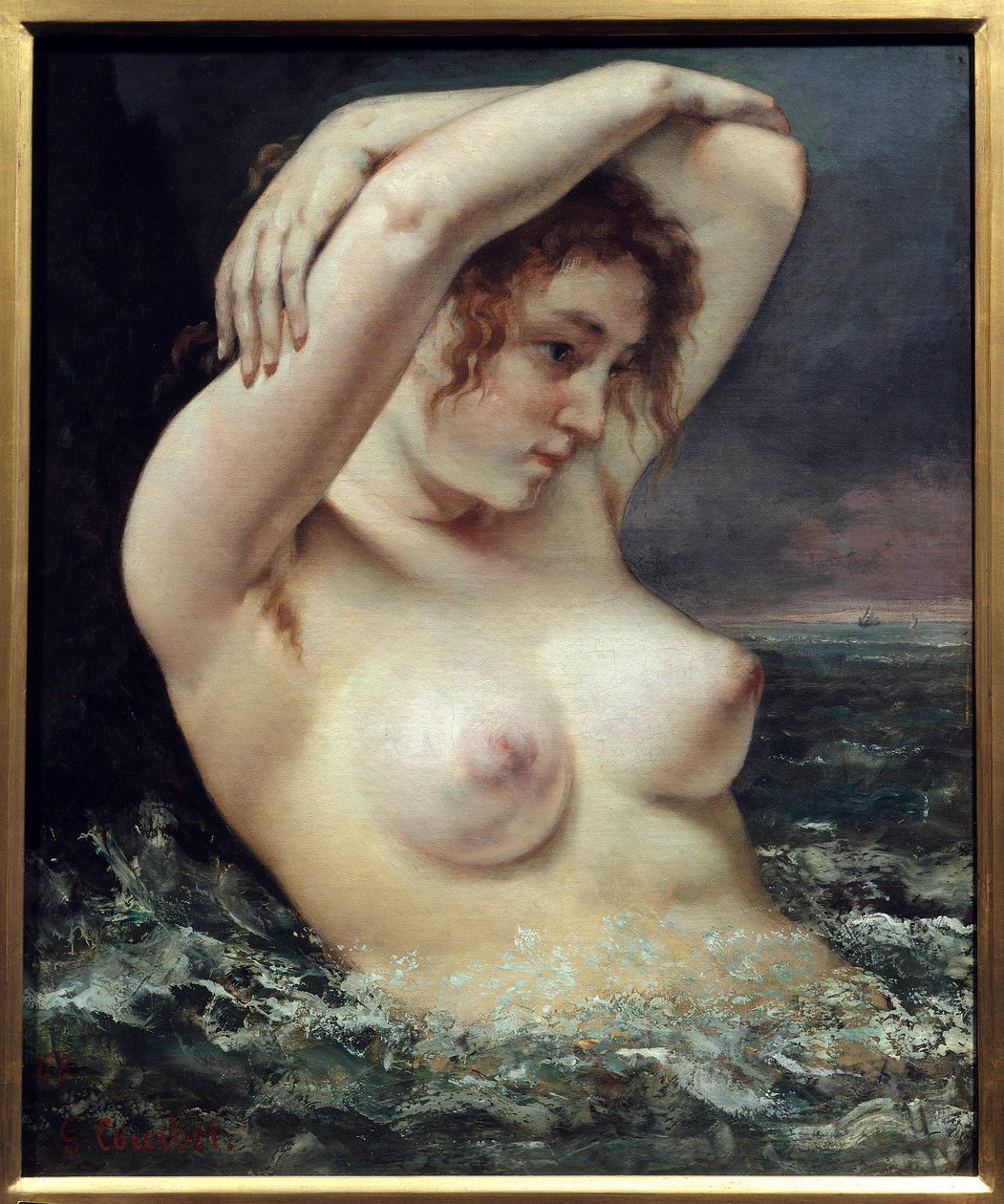 Nainen aallolla tekijältä Gustave Courbet