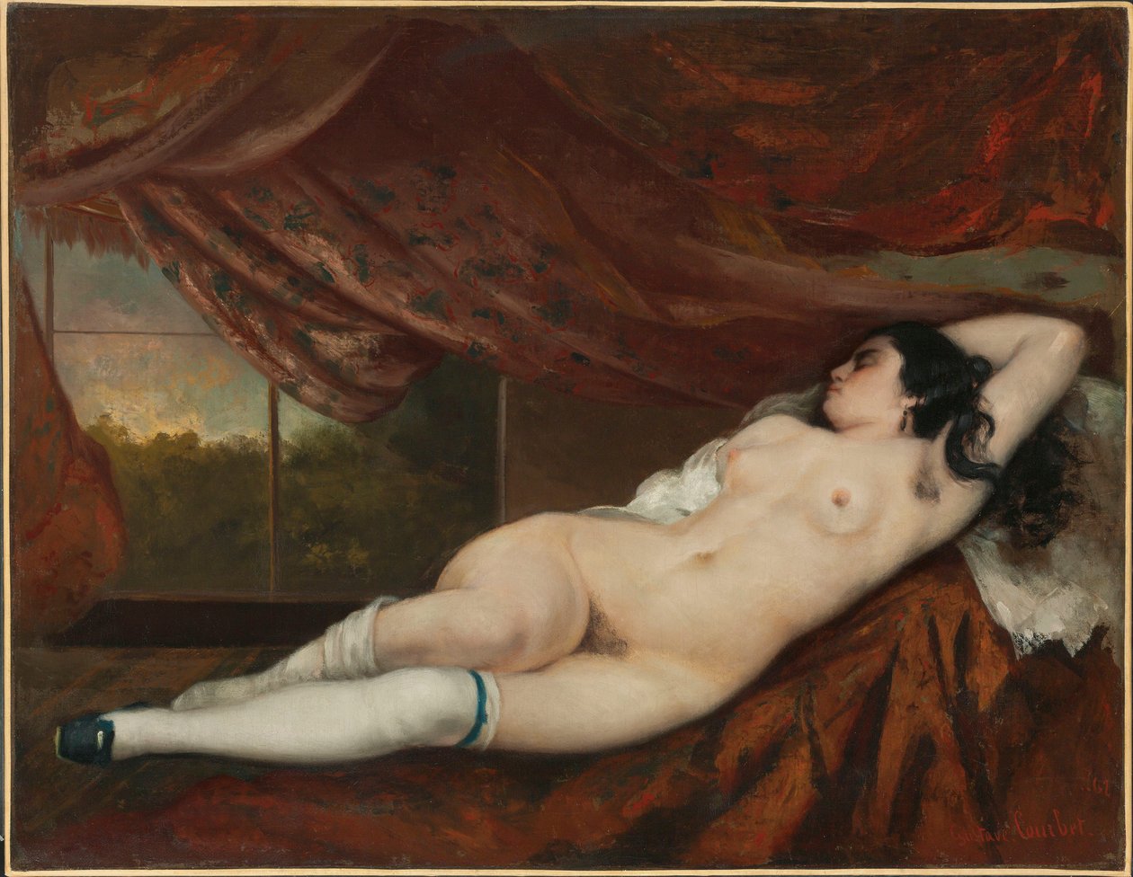 Makaava nainen alaston, 1862 tekijältä Gustave Courbet