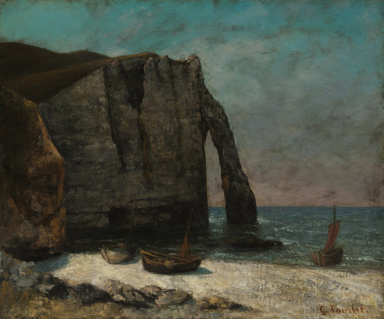 Cliff at Étretat, vuoden 1872 jälkeen. tekijältä Gustave Courbet