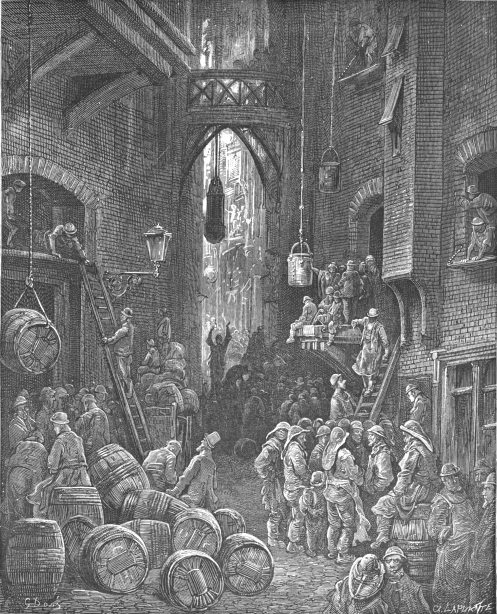 "A River Side Street", 1872. tekijältä Gustave Dore
