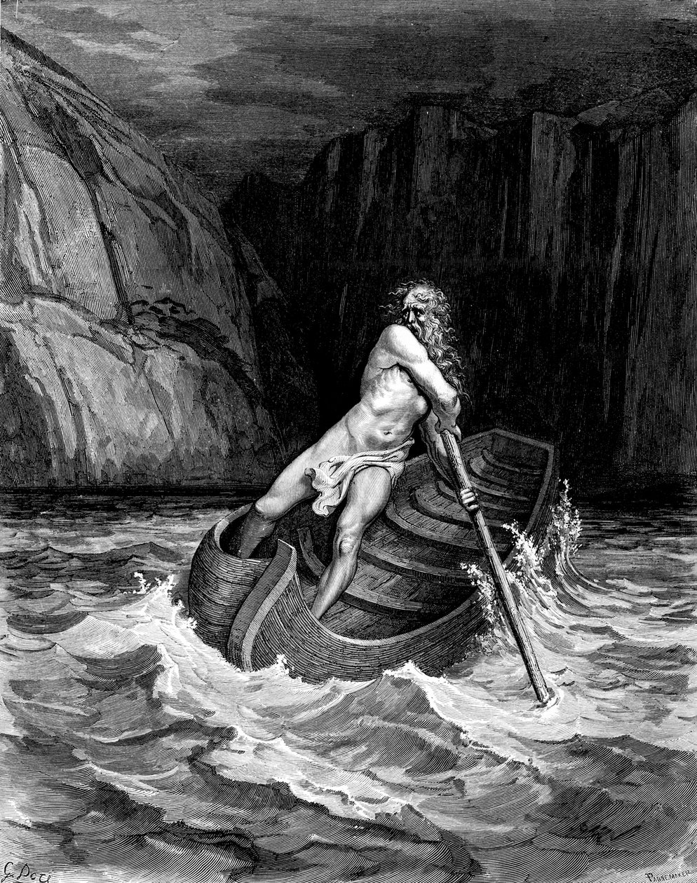 Charonin saapuminen 1857. tekijältä Gustave Dore