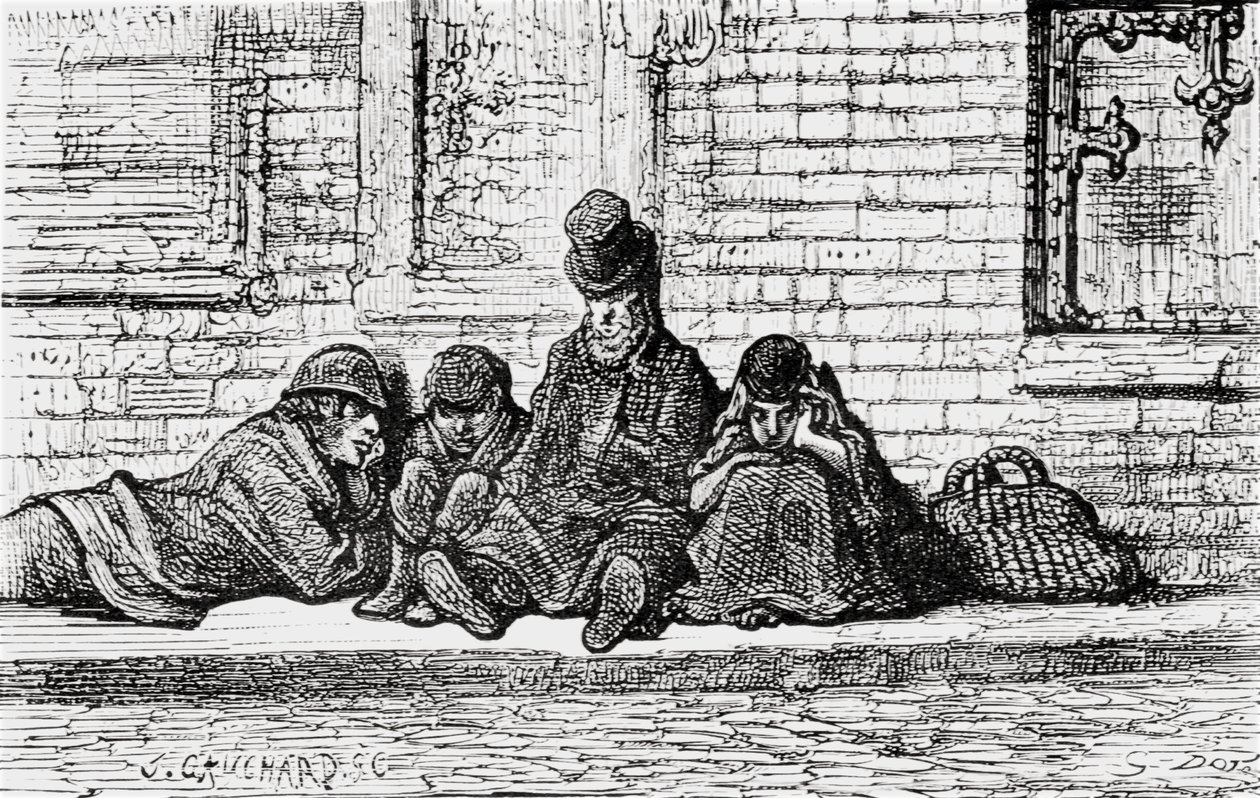 "Sleep in the Streets", 1872. tekijältä Gustave Dore