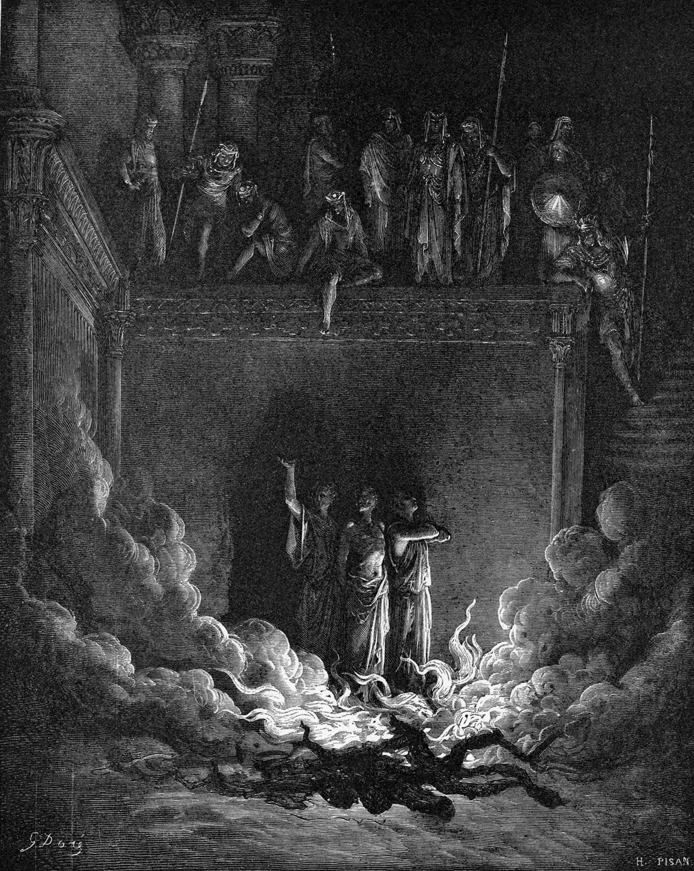 Danielin toverit tulisessa uunissa tekijältä Gustave Dore