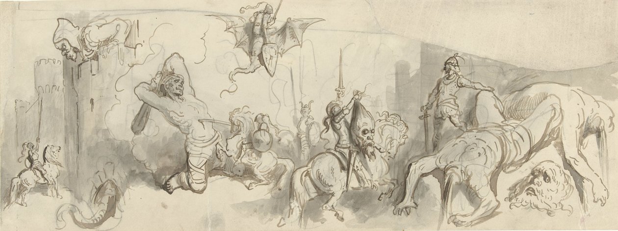 Taistelu ritarien ja jättiläisten välillä tekijältä Gustave Dore