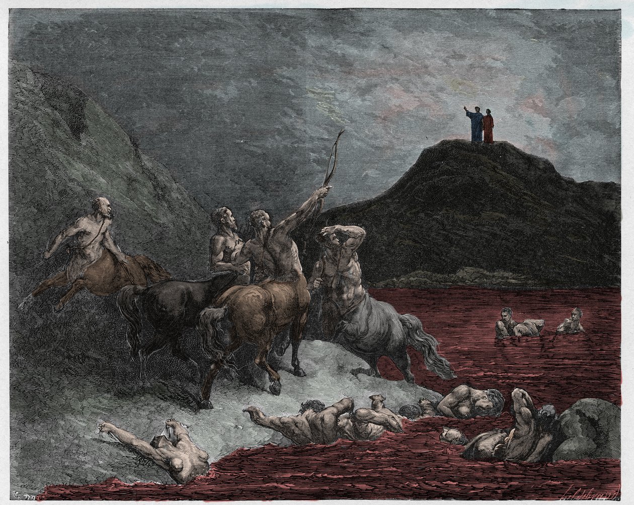 Helvetti, laulu 12: Nessus tekijältä Gustave Dore