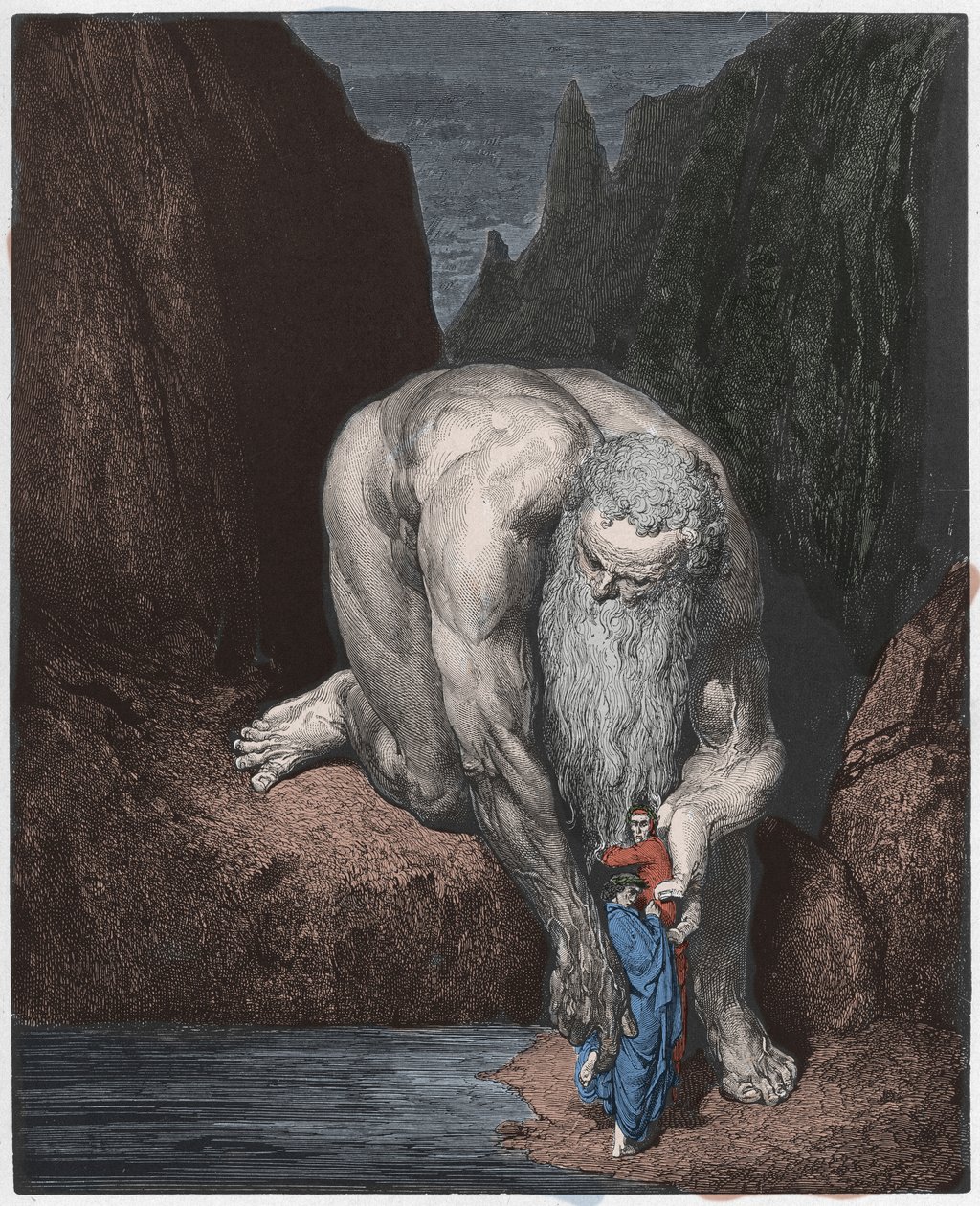 Inferno, laulu 31: jättiläinen Antaeus tekijältä Gustave Dore