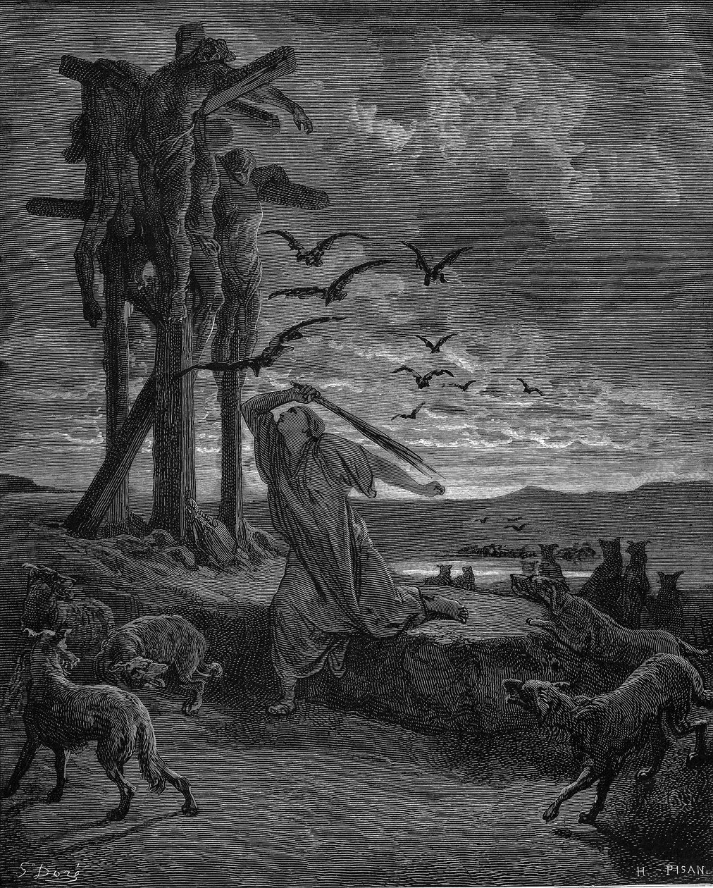 Rispa, kuningas Saulin sivuvaimo, 1866 tekijältä Gustave Dore