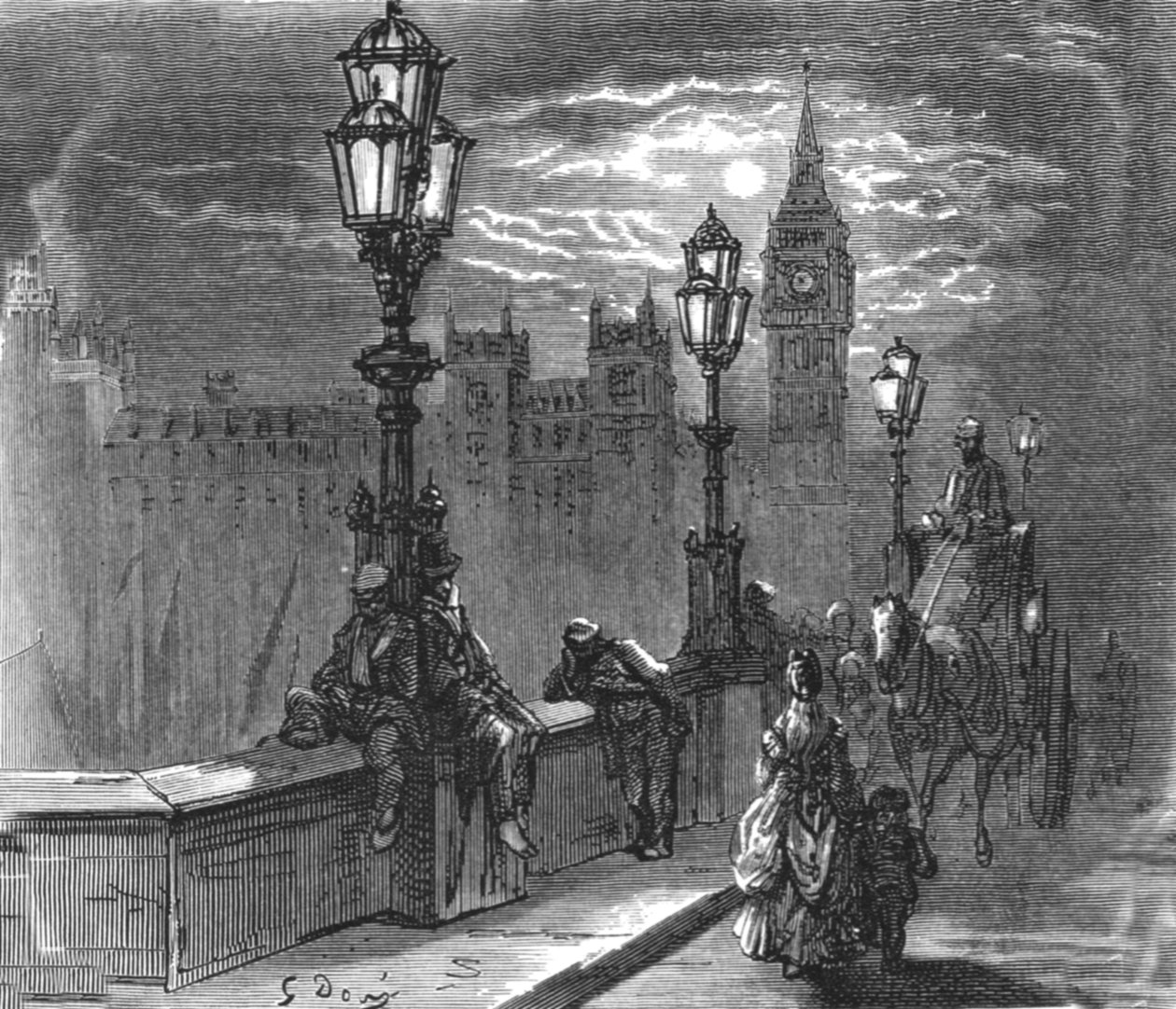 "Victoria Embankment", 1872. tekijältä Gustave Dore