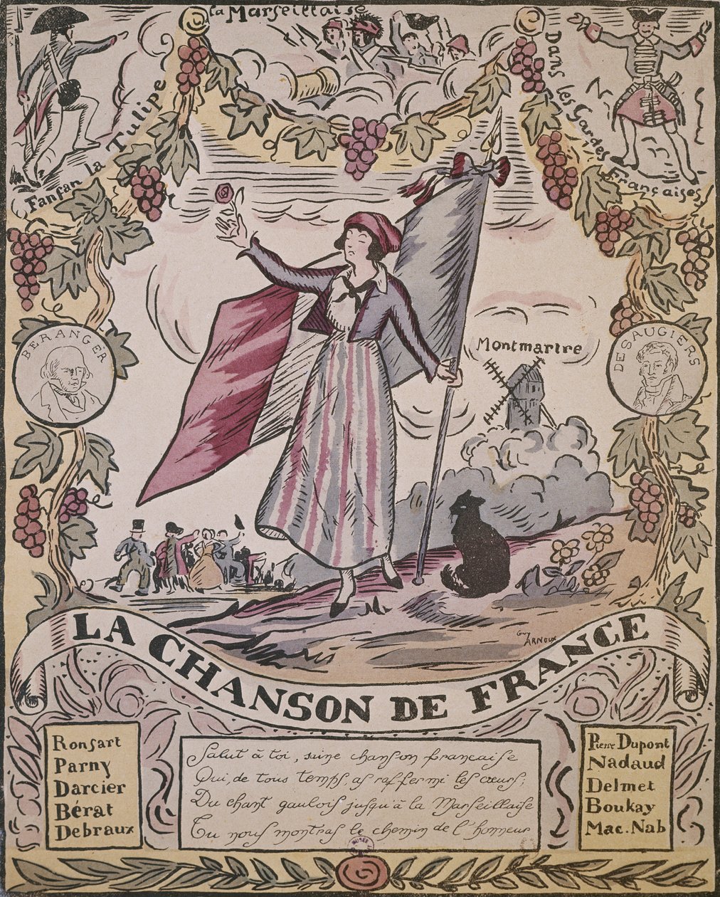 Ranskalaisen laulun allegoria (väri litho) tekijältä Guy Arnoux