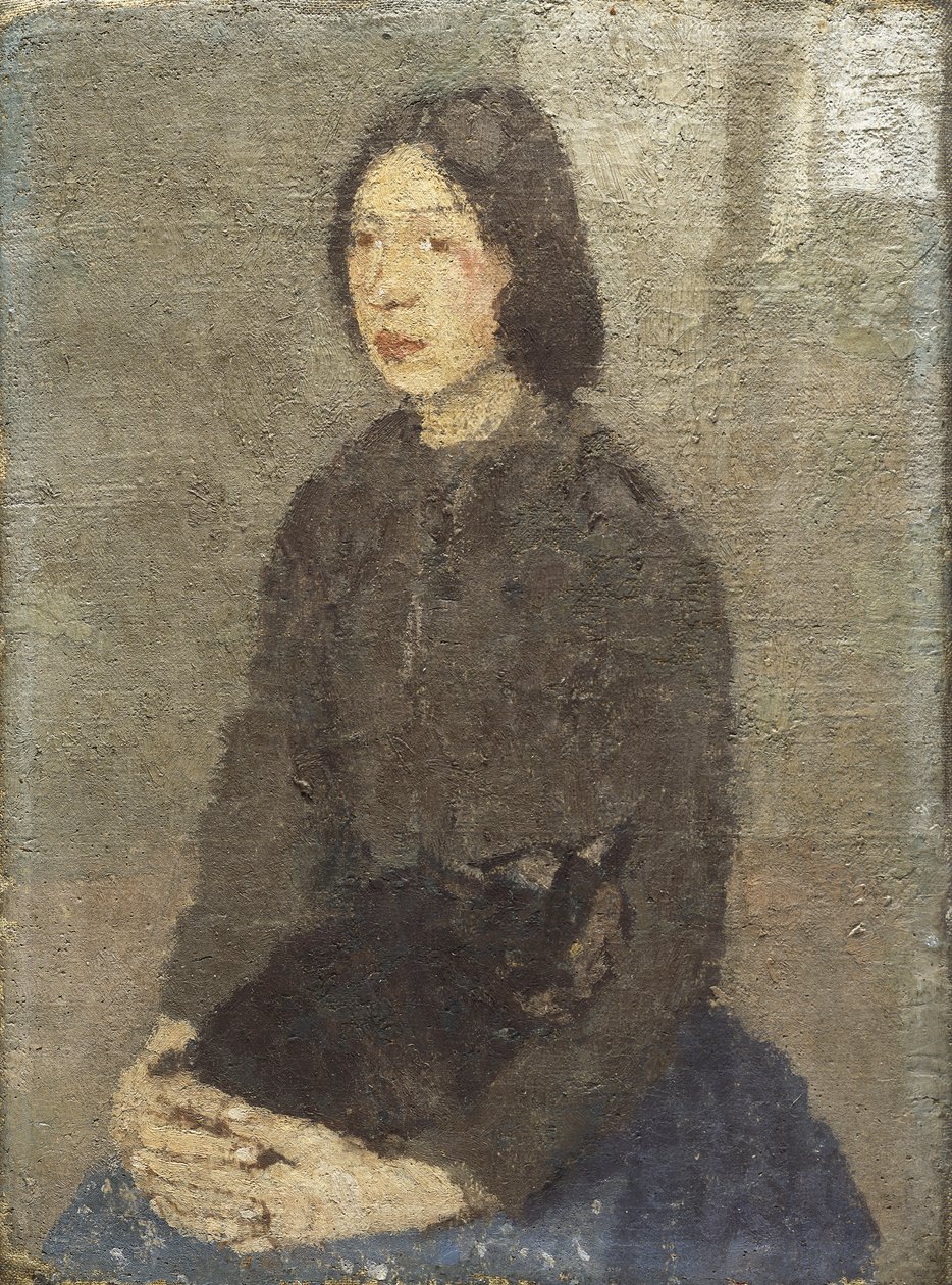 Tyttö kissa sylissään, tekijältä Gwen John