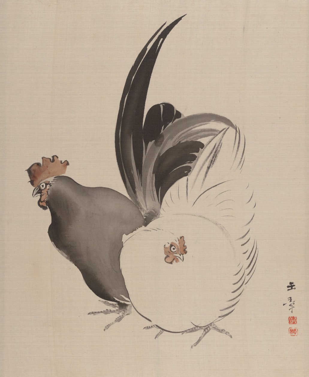 Kukko ja kana, 1887-92. tekijältä Gyokusho Kawabata