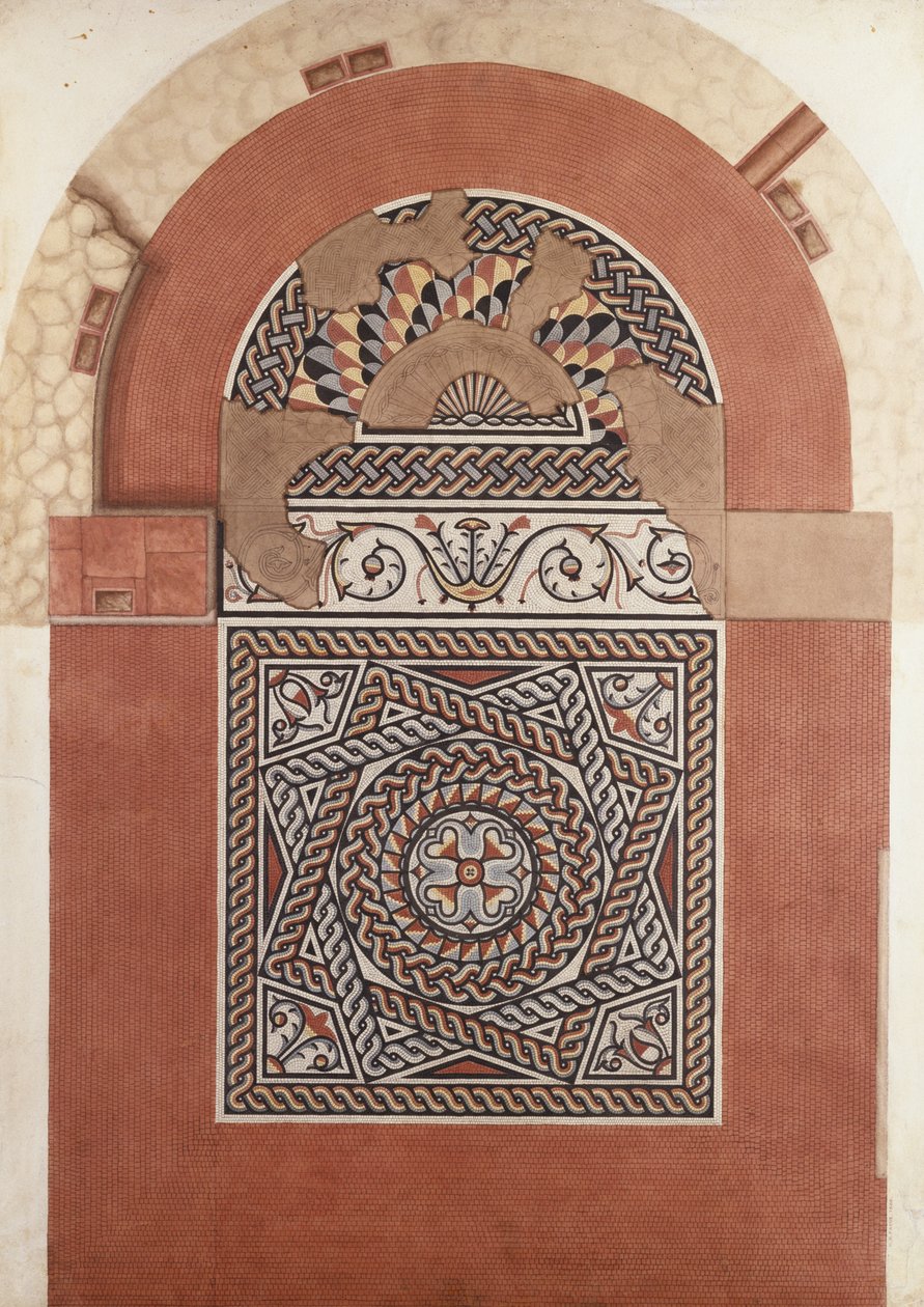 Bucklersburysta löydetty roomalainen mosaiikkipäällyste 1869 (wc) tekijältä H. R. Payne