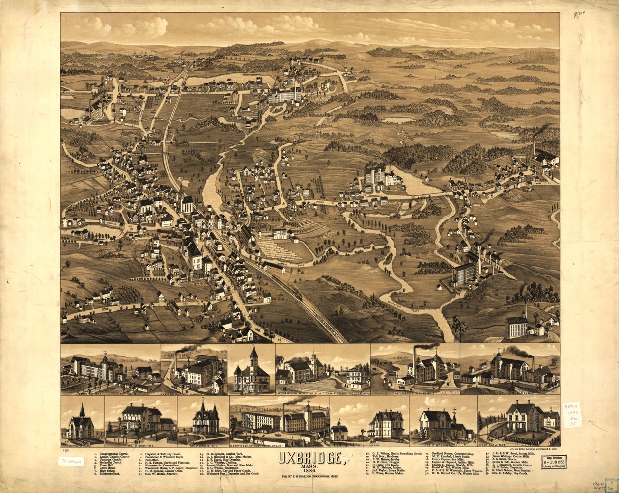 Uxbridge, Mass. 1880. tekijältä H. Beck and Pauli Bigelow