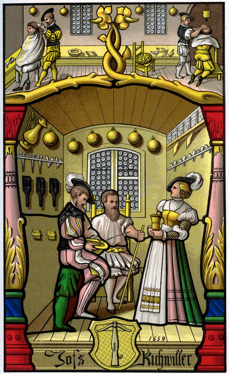Parturi ja peruukkiseppi, 1500-luku 1849. tekijältä H. Moulin