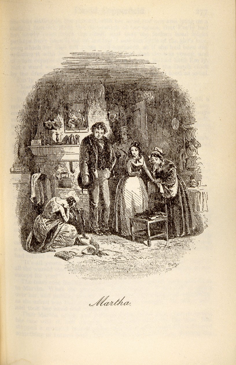 "Martha", Charles Dickensin (1812-70) "David Copperfieldistä" tekijältä Hablot Knight Browne