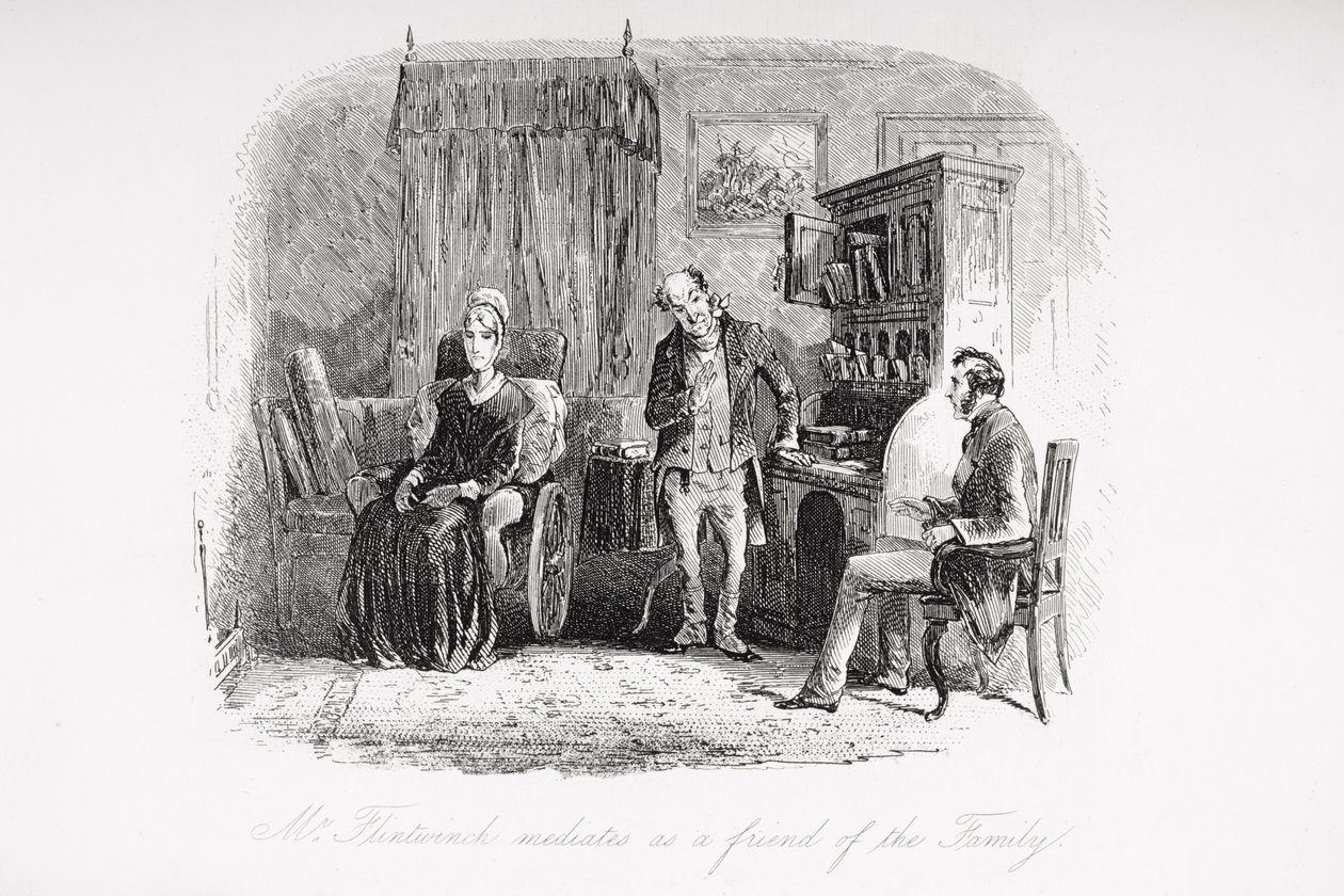 Mr. Flintwinch välittää perheen ystävänä Charles Dickensin (1812-70) 